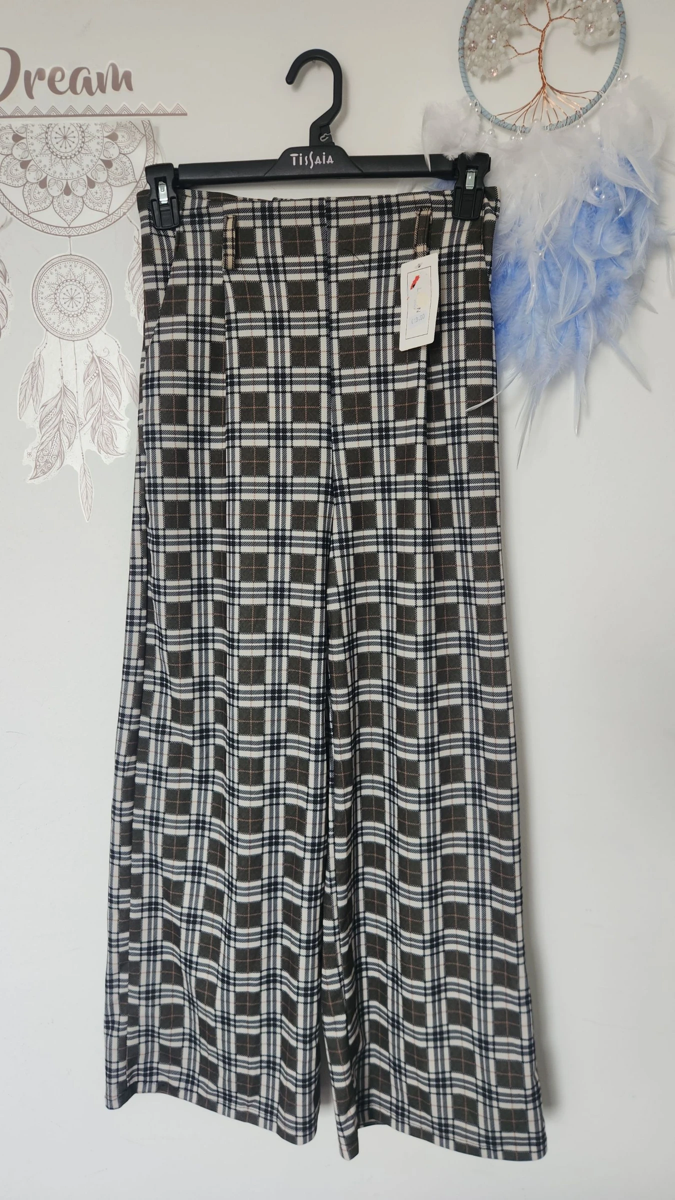 Wijde geruite broek met olifantspoten ●Maat M●🌸 Afmetingen in beschrijving – photo 3